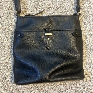 Kate & Alex Cuffaro Black Pebbled Faux Leather Crossbody Bag Purse Classic Daily
